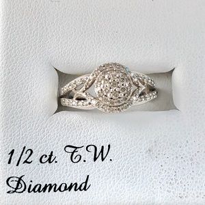 Diamond ring , 1/2 CT. Silver